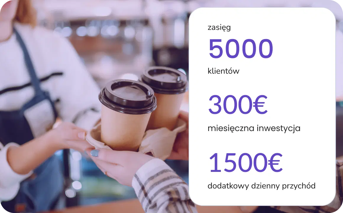 Klient kupujący kawę w kawiarni, która osiągnęła znaczące wyniki dzięki kampanii WhatsApp z TopMessage