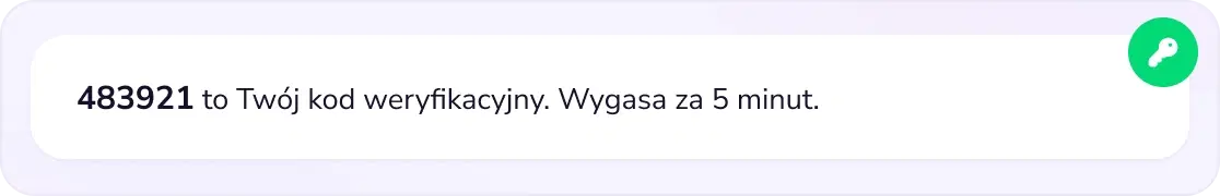 Wiadomość z jednorazowym kodem weryfikacyjnym