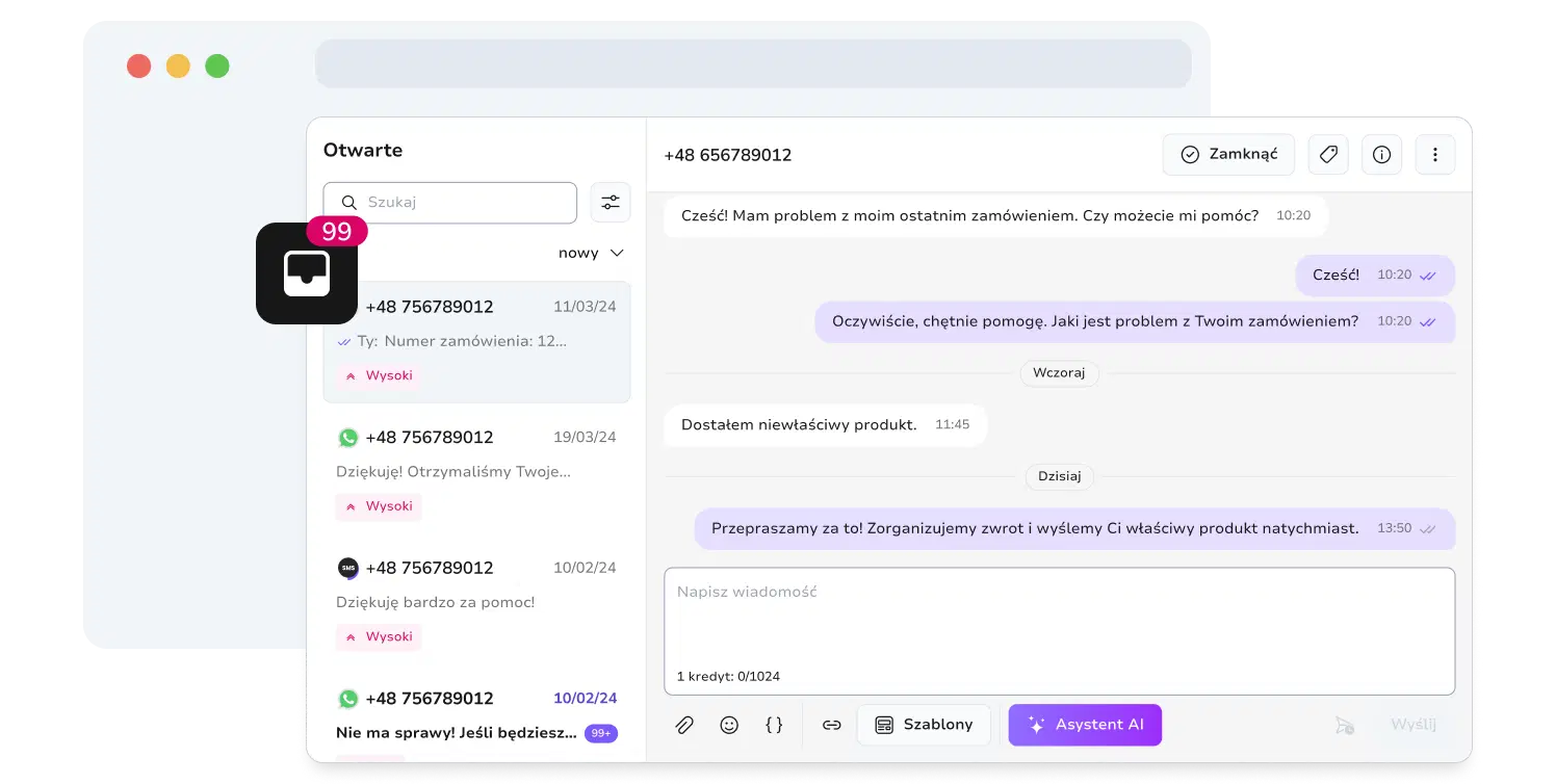 Zrzut ekranu platformy wysyłania wiadomości TopMessage