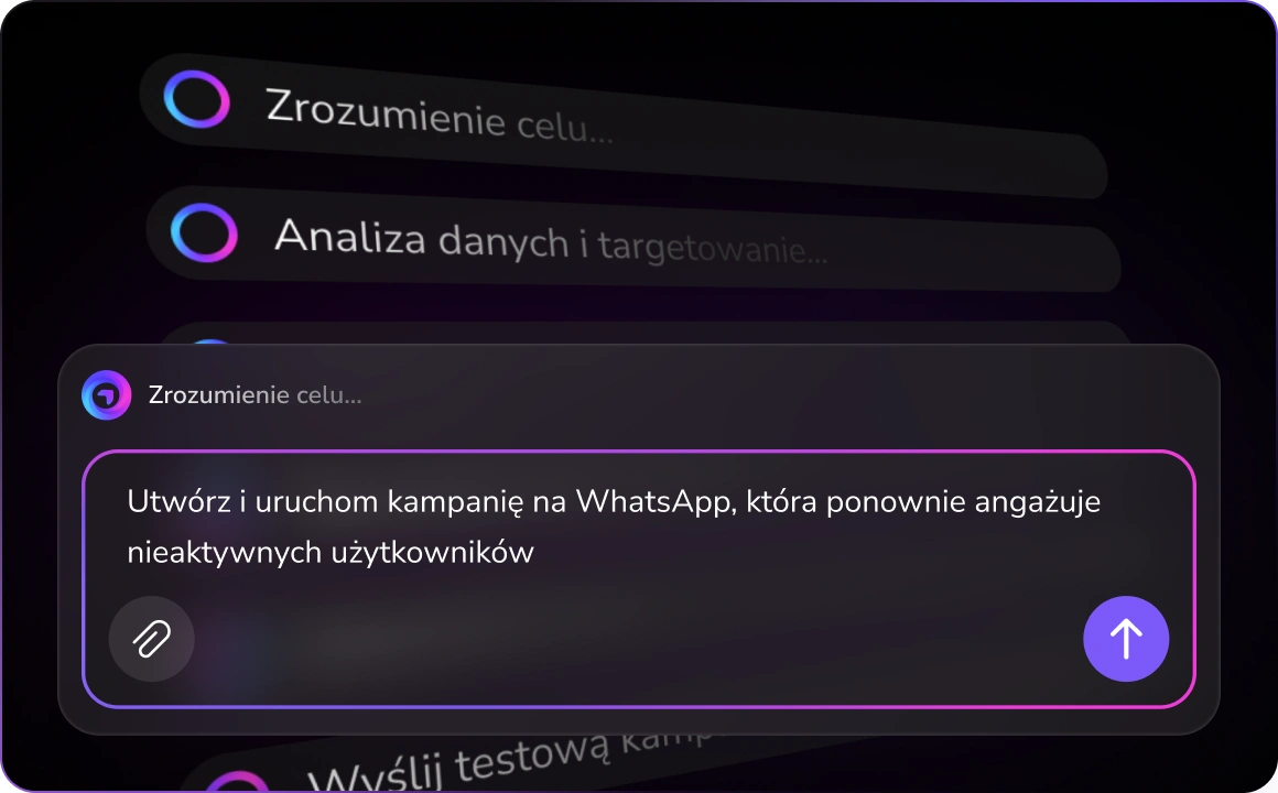 Zrzut ekranu tworzenia kampanii WhatsApp w TopMessage.