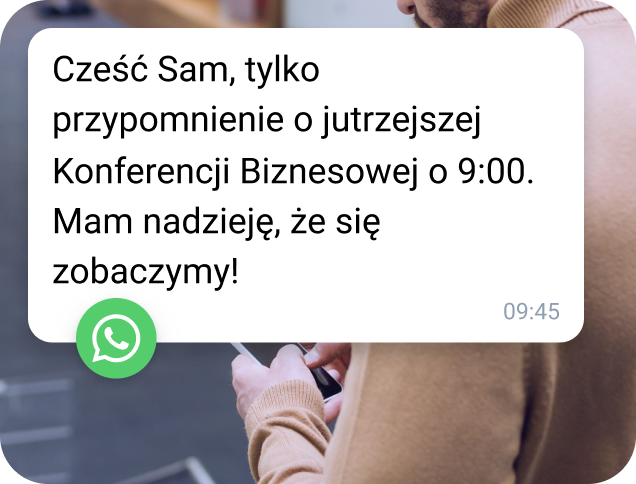 Podgląd wiadomości WhatsApp z powiadomieniem o przybyciu w czasie rzeczywistym