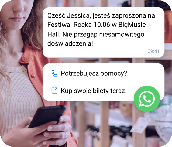 Podgląd wiadomości z obsługą klienta i przyciskami wezwania do działania