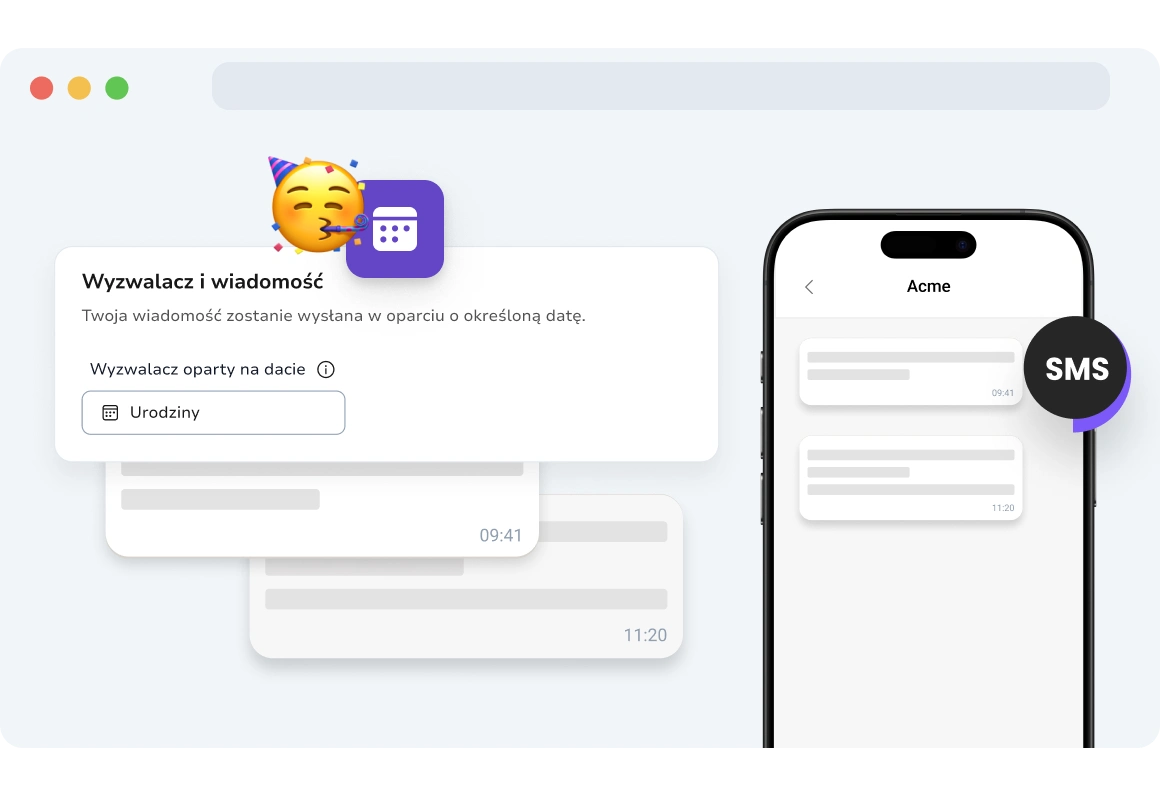 Zrzut ekranu strony kampanii opartych na datach TopMessage.