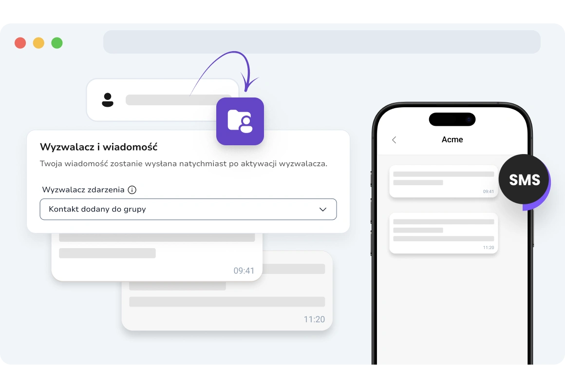 Zrzut ekranu strony kampanii SMS opartych na zdarzeniach w TopMessage