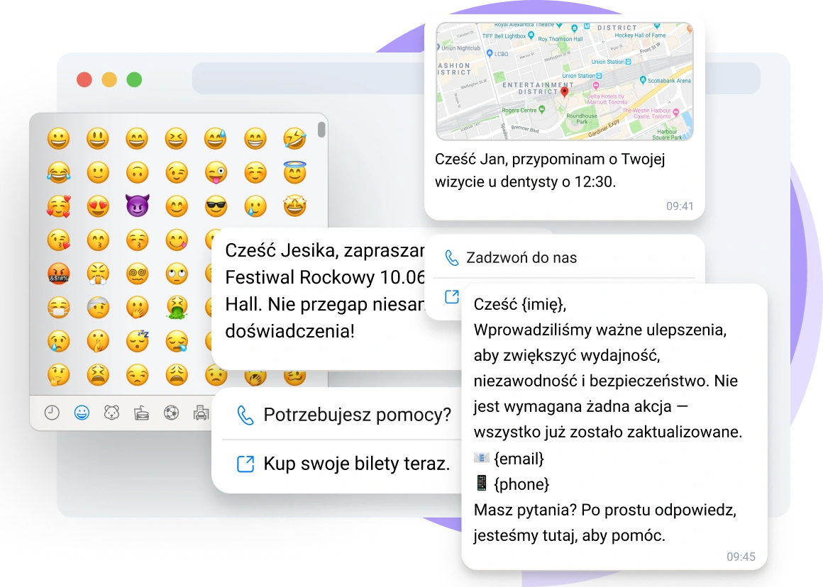 Zrzut ekranu pulpitu nawigacyjnego TopMessage pokazujący wiadomości ze wzbogaconym tekstem.