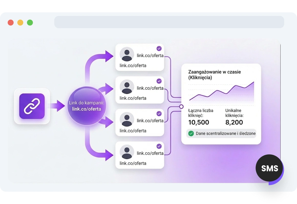 Zrzut ekranu strony statystyk linków TopMessage.