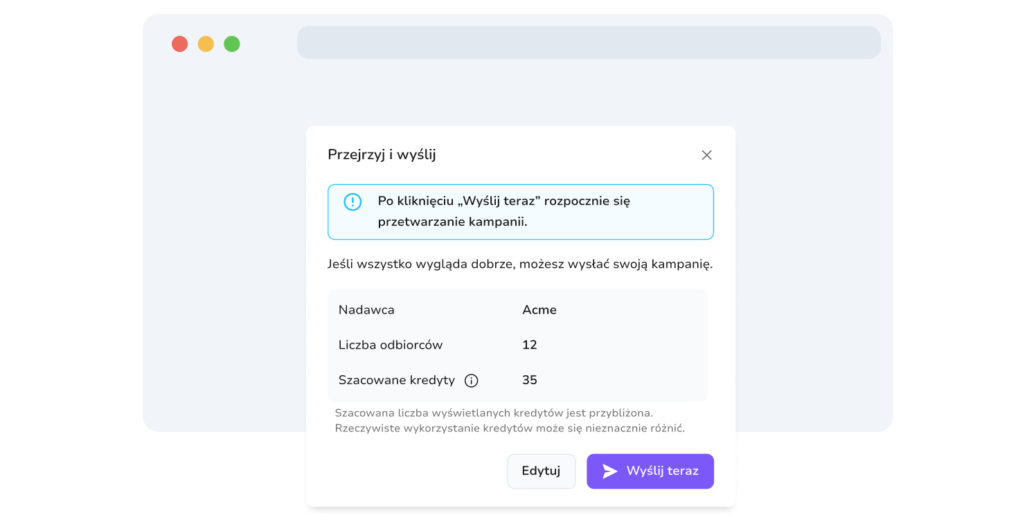 Zrzut ekranu strony tworzenia kampanii WhatsApp w TopMessage.