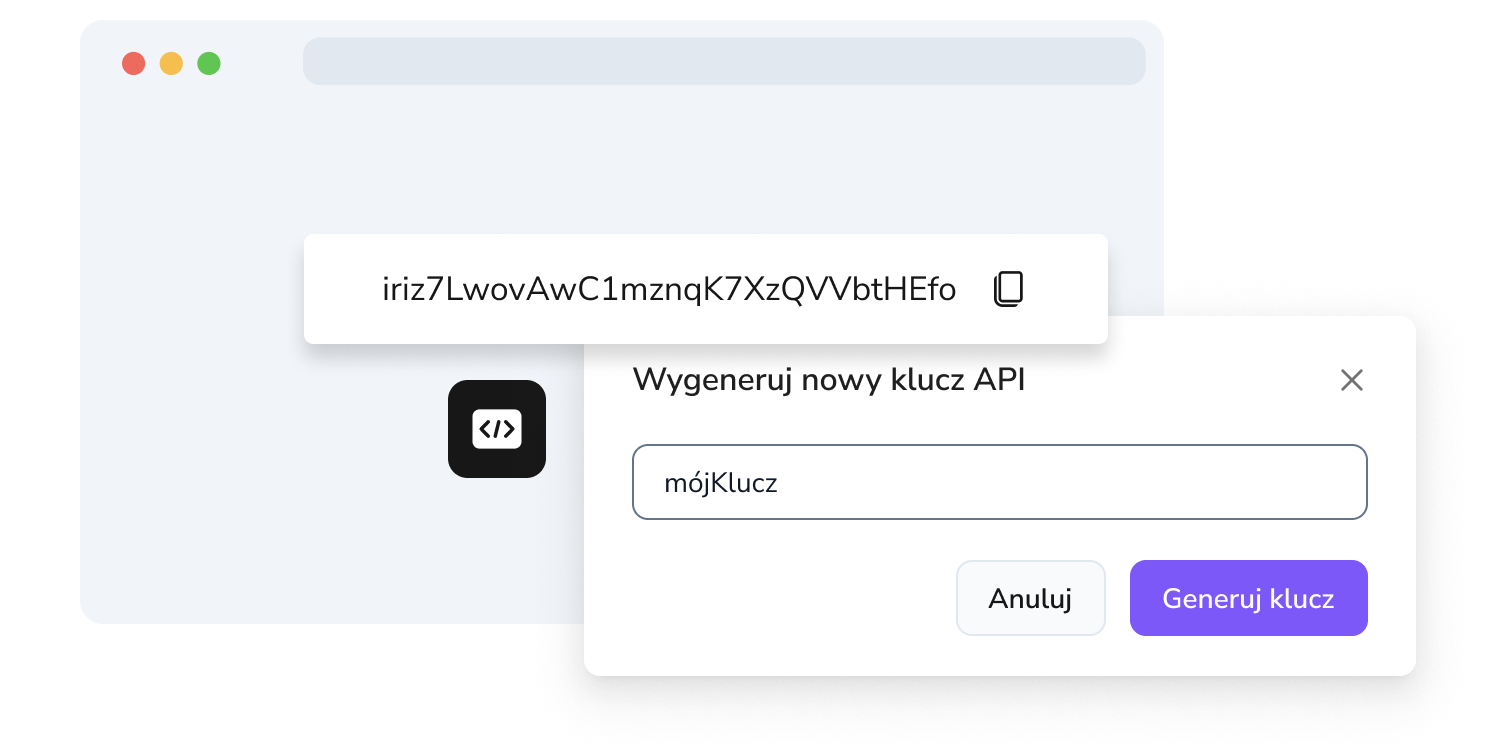 Zrzut ekranu strony tworzenia kluczy API w TopMessage.