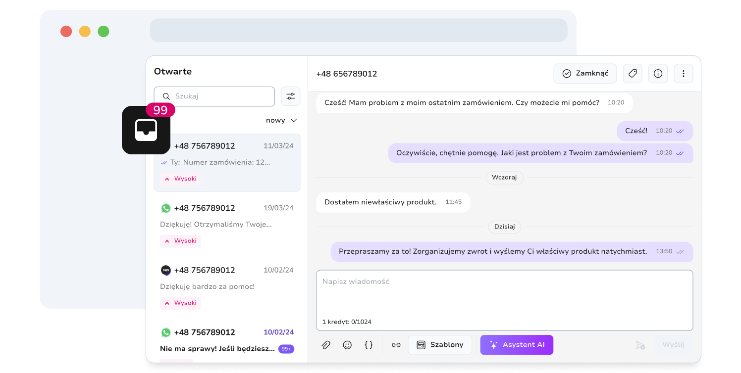 Zrzut ekranu platformy wysyłania wiadomości TopMessage