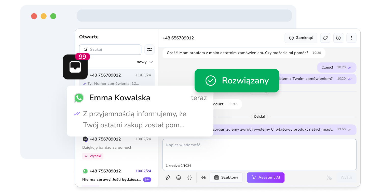 Główne funkcje, które oferuje zespołowa skrzynka WhatsApp